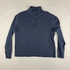 Polo Ralph Lauren‎ Sweater Mens Large Dark Blue Cotton Quarter Zip Sweatshirt